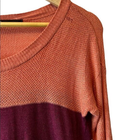 KENSIE Loose Knit Scoop Neck Striped Coral Long Sleeve Sweeter S - Picture 6 of 9